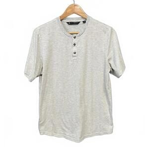 Travis Mathew Elevated All Adrift Henley – Soft Heathered Grey Textured Shirt